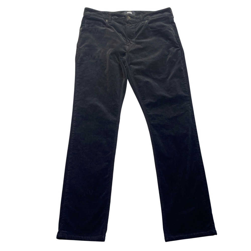 Paige Federal Slim Straight Corduroy Pants Mens 32 Black Grunge Preppy Retro